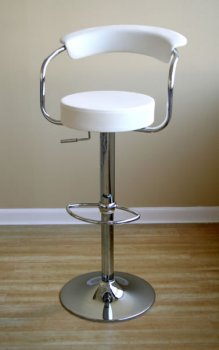 Modern Set of 2 Bar Stools With White Faux Leather Upholstery [WIBA-BR0022 White]