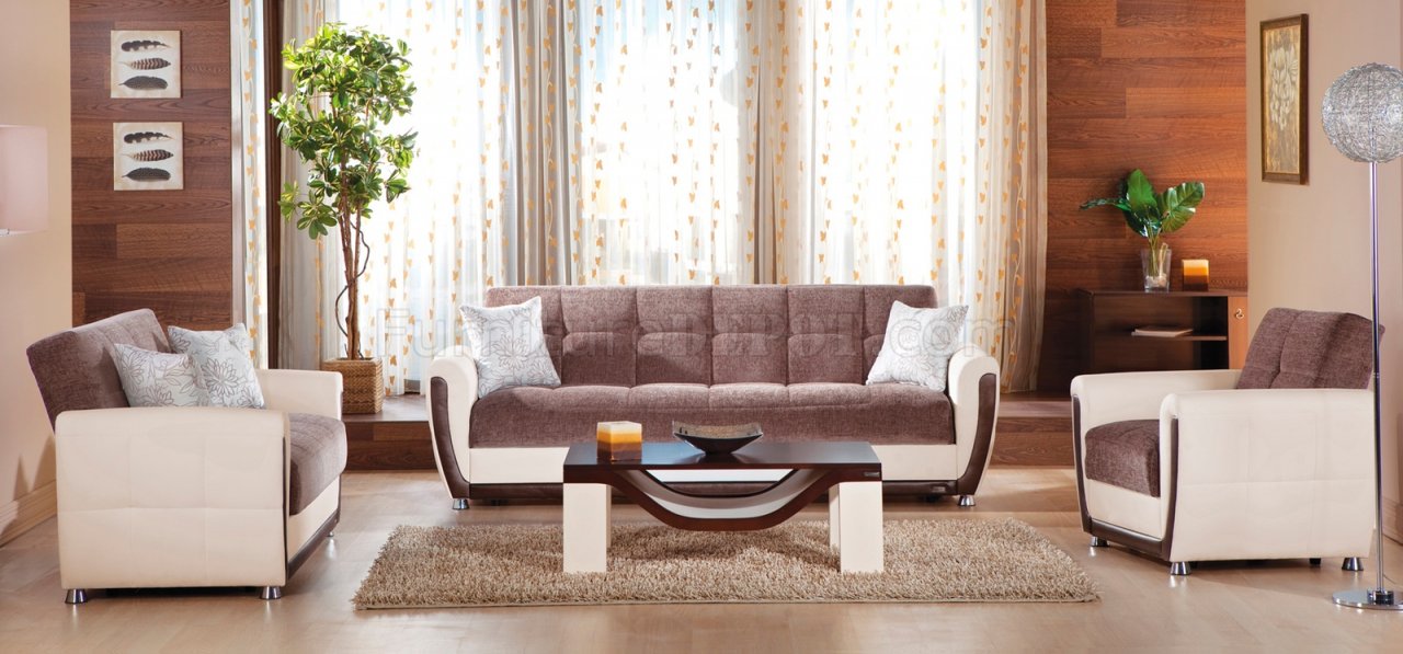 Avella Jennefer Brown Sofa Bed in Fabric by Istikbal w/Options - Click Image to Close