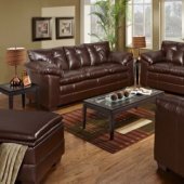 Coffee Bean Bonded Leather Sofa & Loveseat Set w/Options