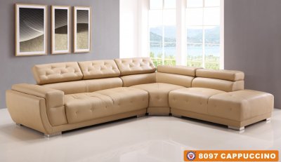 8097 Sectional Sofa Cappuccino Bonded Leather by American Eagle