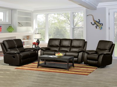 1415 Reclining Sofa in Dark Brown Half Leather by ESF w/Options
