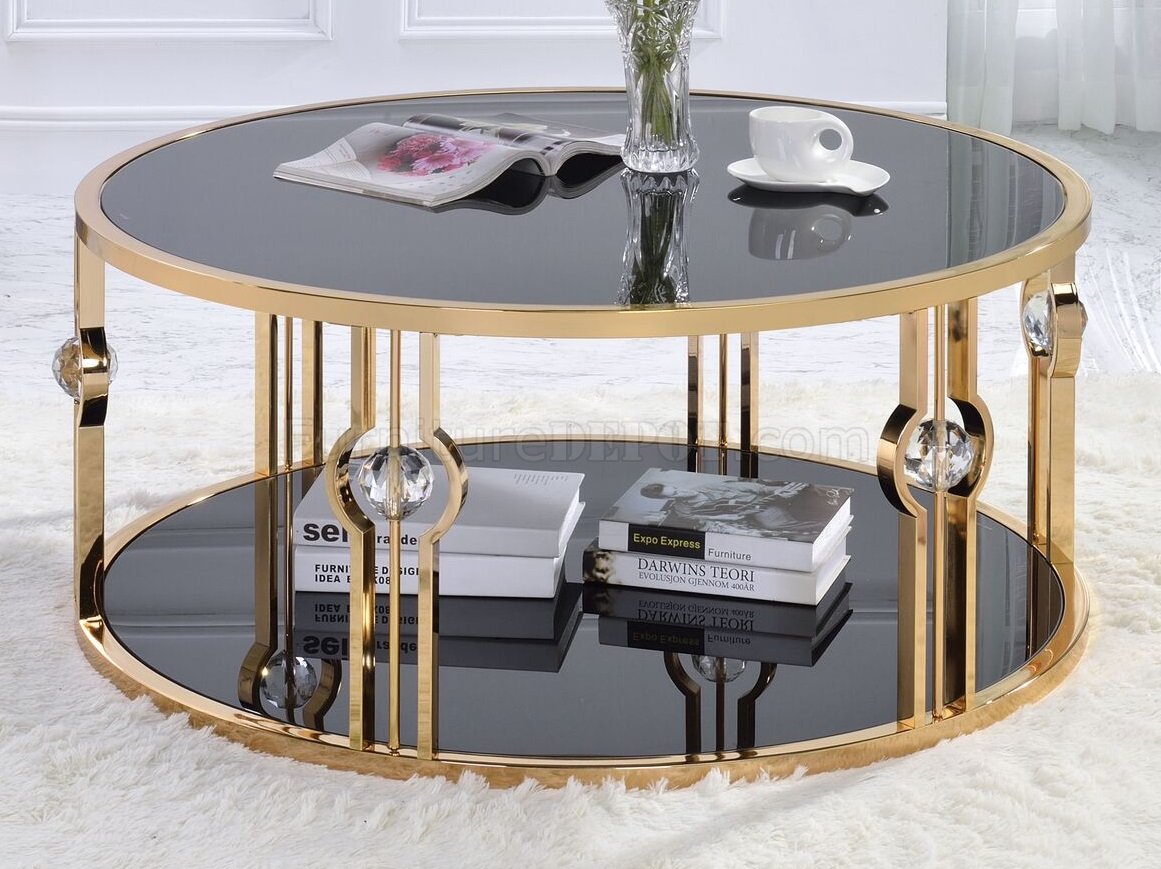 Daloris 3Pc Coffee & End Tables Set 81135 in Gold by Acme