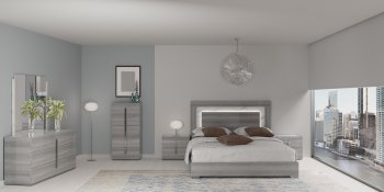 Carrara Bedroom in Gray by ESF w/Light & Options [EFBS-Carrara Gray]