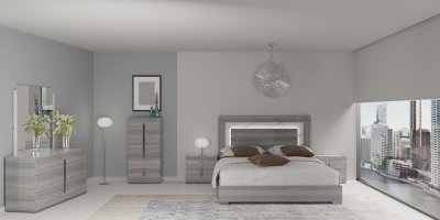 Carrara Bedroom in Gray by ESF w/Light & Options