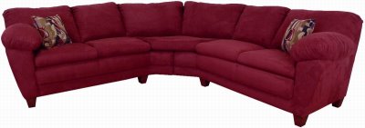 Burgundy Fabric Modern Sectional Sofa w/Wooden Legs