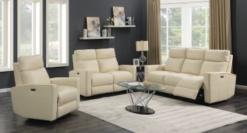 Audi Power Reclining Sofa in Ivory Leather by ESF w/Options [EFS-Audi Ivory]
