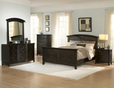 Dark Oak Transitional Arched Bed w/Optional Case Pieces