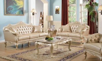 Taj Traditional Sofa in Antique White Bonded Leather w/Options [ADS-Taj]
