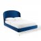 Mira Upholstered Platform Queen Bed in Navy Velvet by Modway