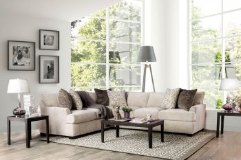 Alisa Sectional SM3079 in Ivory Chenille Fabric w/Options [FASS-SM3079-Alisa]