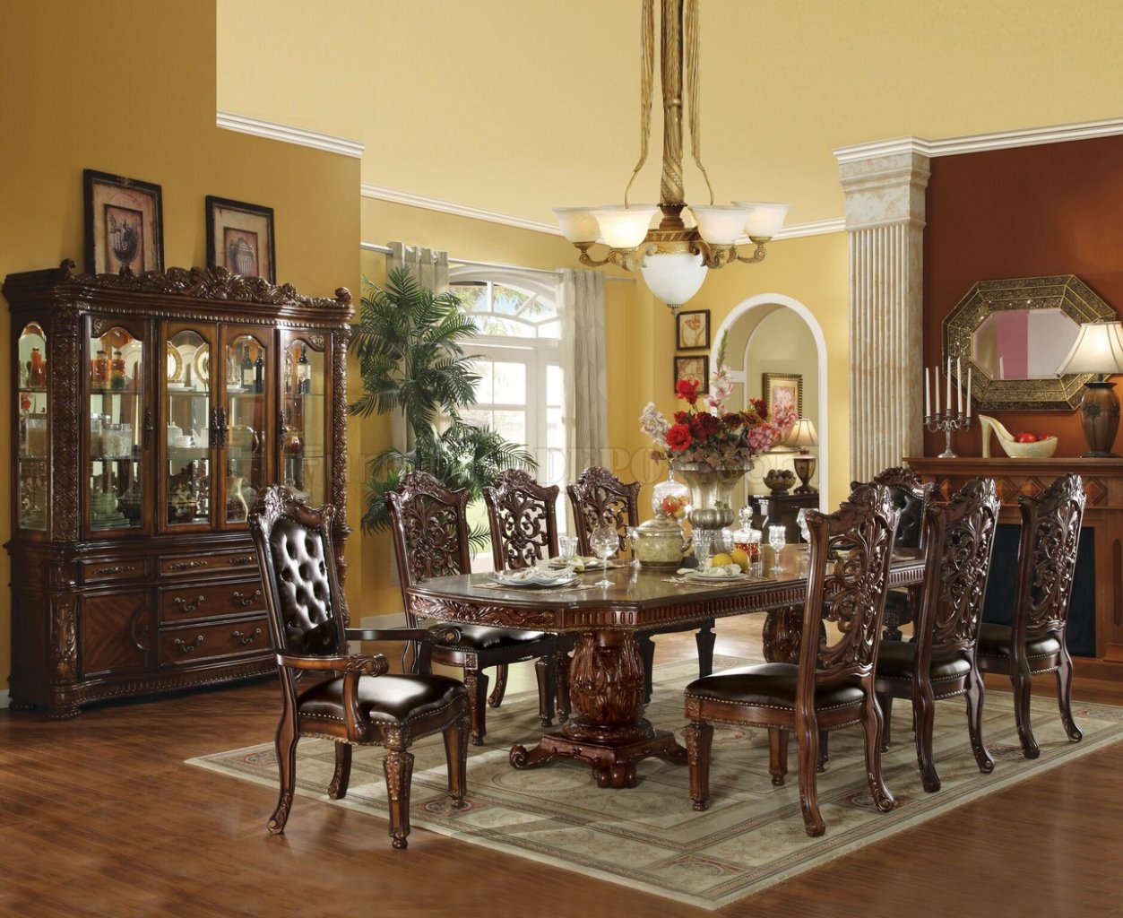 Vendome Dining Room 7Pc Set 60000 in Dark Cherry by Acme - Click Image to Close