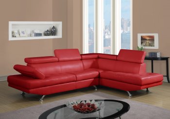 U9782 Sectional Sofa in Red Bonded Leather by Global [GFSS-U9782 Red]