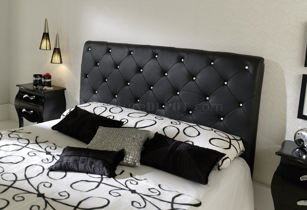 Nelly bedroom by ESF with Black tufted Leather Headboard
