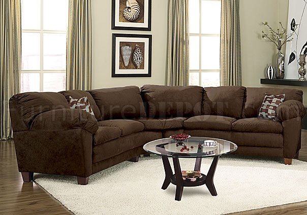 Brown Micro Suede Casual Sectional Sofa w/Super-Soft Arm Pillows - Click Image to Close