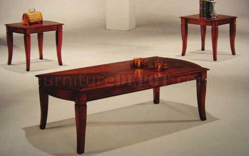 Cherry Finish Elegant Traditional 3pc, Elegant Coffee Table Set