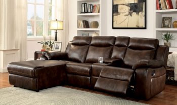 Hardy CM6781BR Reclining Sectional Sofa in Brown Leatherette [FASS-CM6781BR-Hardy]