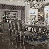 Versailles Long Dining Table 66830 in Antique Platinum by Acme
