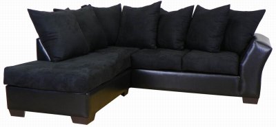 Black Fabric & Bicast Modern Sectional Sofa