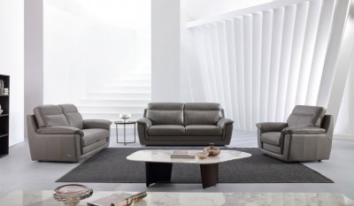 S210 Sofa in Gray Leather by Beverly Hills w/Options