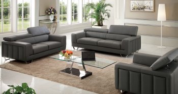 S879 Sofa in Dark Gray Leather by Pantek w/Options [PKS-S879 Dark Gray]