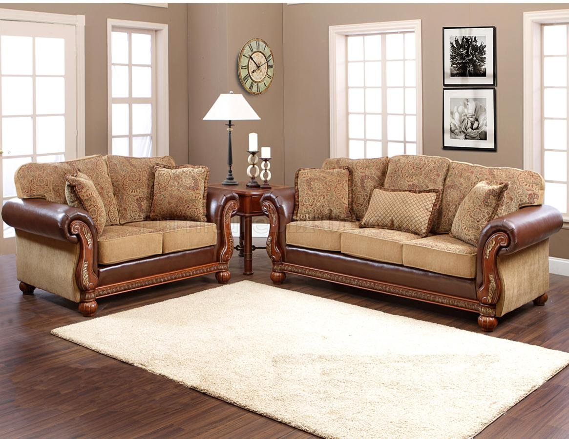 Multi-Tone Fabric Classic Sofa & Loveseat Set w/Options - Click Image to Close