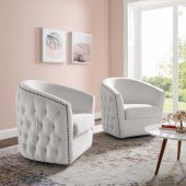 Rogue Swivel Chair Set of 2 in White Velvet by Modway