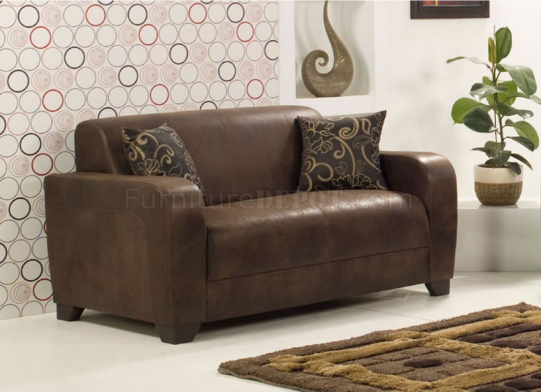 Brown Suede Modern Sofa w/Optional Loveseat & Chair