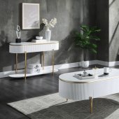 Daveigh Coffee Table 3Pc Set LV02464 in White & Gold by Acme