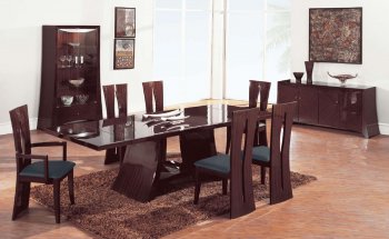 Brown Zebrano High Gloss Finish Contemporary Dining Room [GFDS-Rosa Brown]