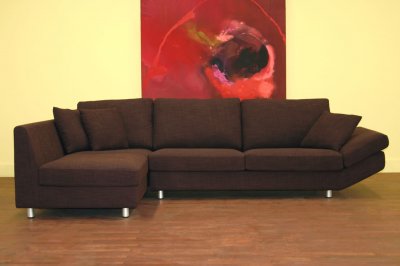 Dark Purple Fabric Sectional Sofa