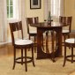 Brown Finish Round Top Modern 5Pc Counter Height Dining Set