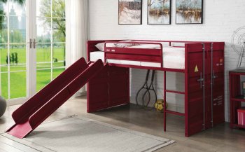 Cargo Twin Loft Bed 38300 in Red by Acme w/Slide [AMKB-38300 Cargo]