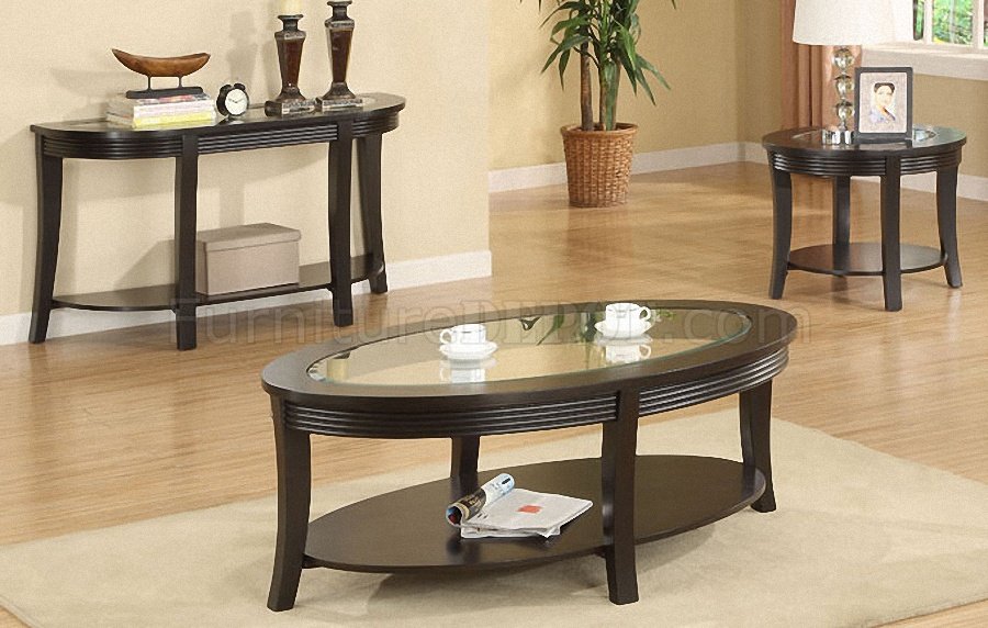 F6102 Coffee, Console & End Table Set in Dark Espresso by Pounde - Click Image to Close