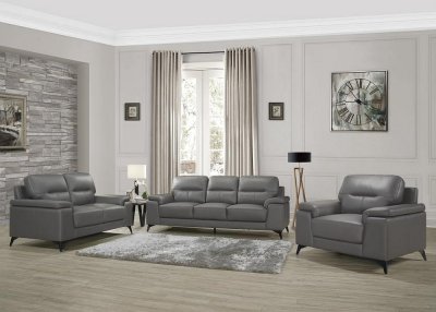 Mischa 9514DGY Sofa in Dark Gray Leather Match by Homelegance
