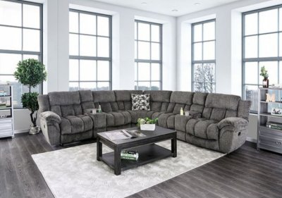 Irene Sectional Sofa CM6585GY in Gray Flannelette w/Options