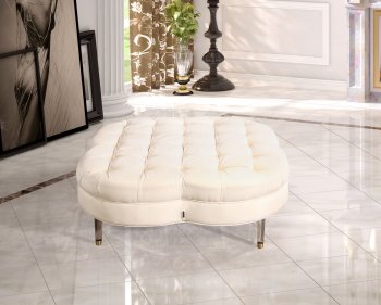 Lucky Clover Ottoman / Coffee Table in Ivory Fabric [KCCT-Lucky Clover Ivory]