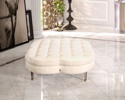 Lucky Clover Ottoman / Coffee Table in Ivory Fabric