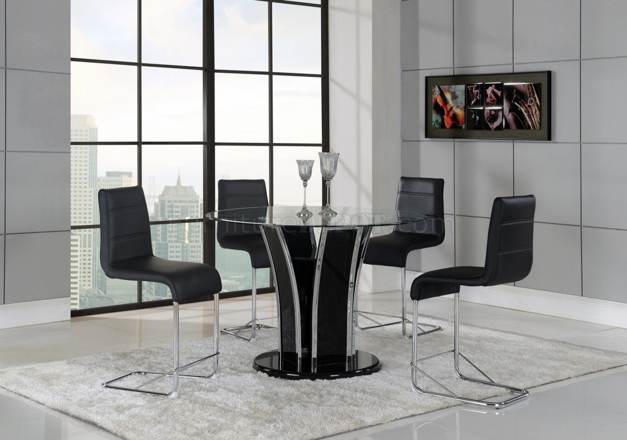 D1086BT Bar Height Dining Set 5Pc in Black by Global - Click Image to Close