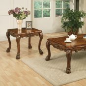 Cherry Finish Dresden Coffee Table 3Pc Set w/Carved Details