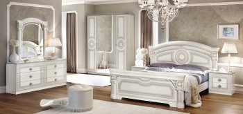 Aida White with Silver Tone Bedroom by ESF w/Options [EFBS-Aida White Silver]