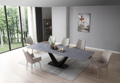 9436 Dining Table Dark Gray by ESF w/Optional 1218 Chairs