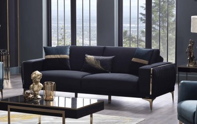Carlino Sofa Bed in Black Fabric by Bellona w/Options