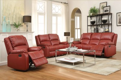 Zuriel Motion Sofa 52150 in Red PU by Acme w/Options