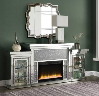 Noralie Fireplace w/LED AC00524 in Mirrored by Acme