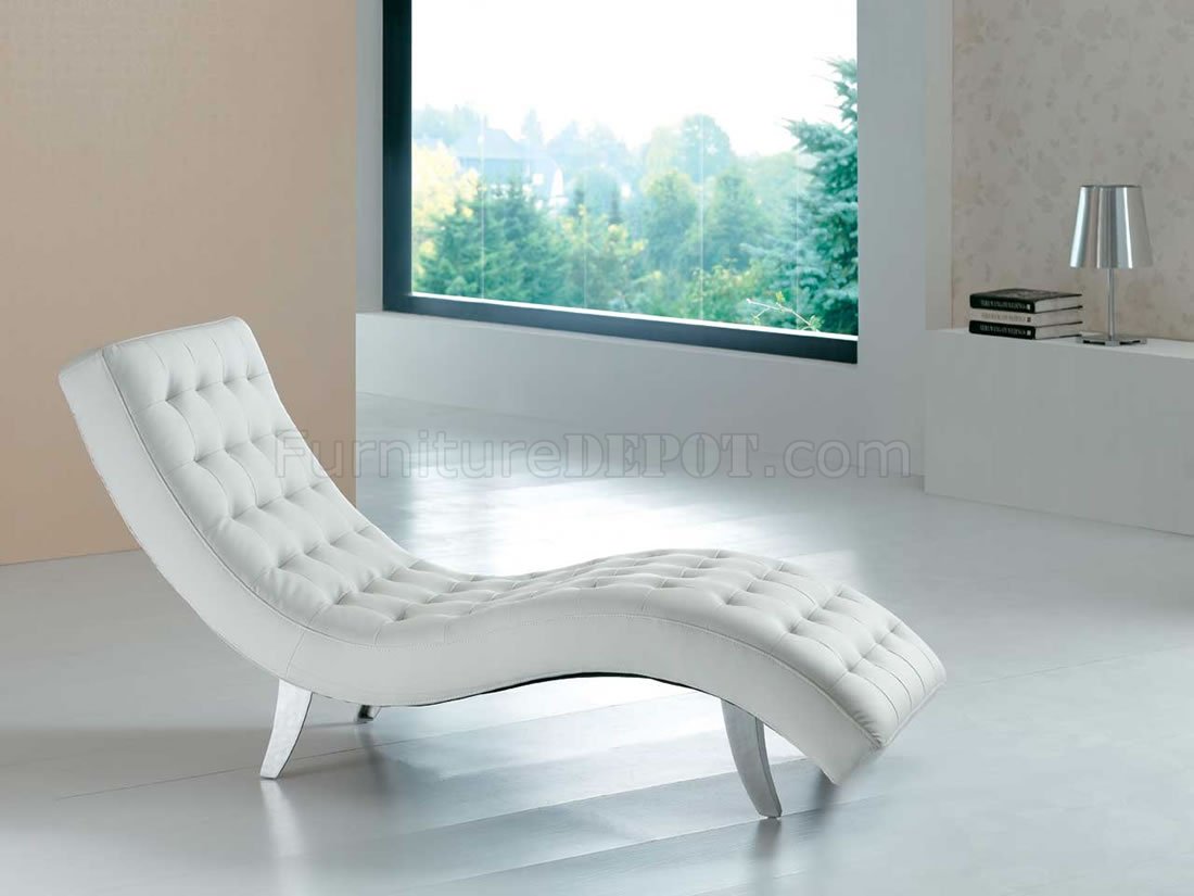 White, Red, Brown, Beige or Black Vinyl Modern Chaise Lounger - Click Image to Close