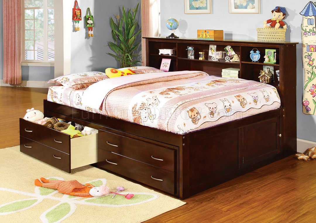 CM7922 Hervey Captain Platform Bed in Cherry w/Drawers & Storage - Click Image to Close