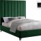 Via Upholstered Bed in Green Velvet Fabric by Meridian