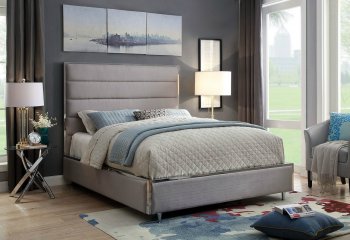 Gillian Bed CM7262GY in Warm Gray & Chrome Accents [FAB-CM7262GY-Gillian]