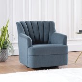 Urbane Swivel Chair Set of 2 in Blue Fabric by Bellona