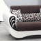 Brown Fabric & White Vinyl Modern Convertible Sofa Bed w/Options
